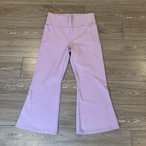 Under Armour Ribbed Flare Leggings Women's M Pink High Waist Yoga Athleisure